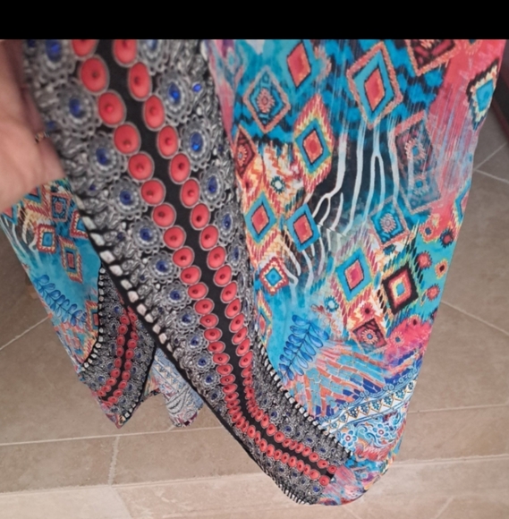 True Colors Stunning Colors Silk and beads Maxi Duster One,Sz M - Picture 3 of 6